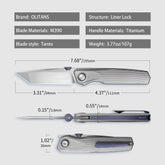 Stealth II T069 Folding Knife – (3.31" Tanto + Böhler M390 + Titanium-Brushed) – OLITANS